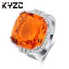 Platform Luxury Exaggerated Orange Stone Ring Party Single Product With Ring Inlaid Single Ring