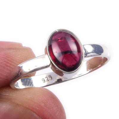 Natürlicher Granat Edelstein Handgefertigt 925 Massiv Sterlingsilber Ring Größe 7.5 y9r07