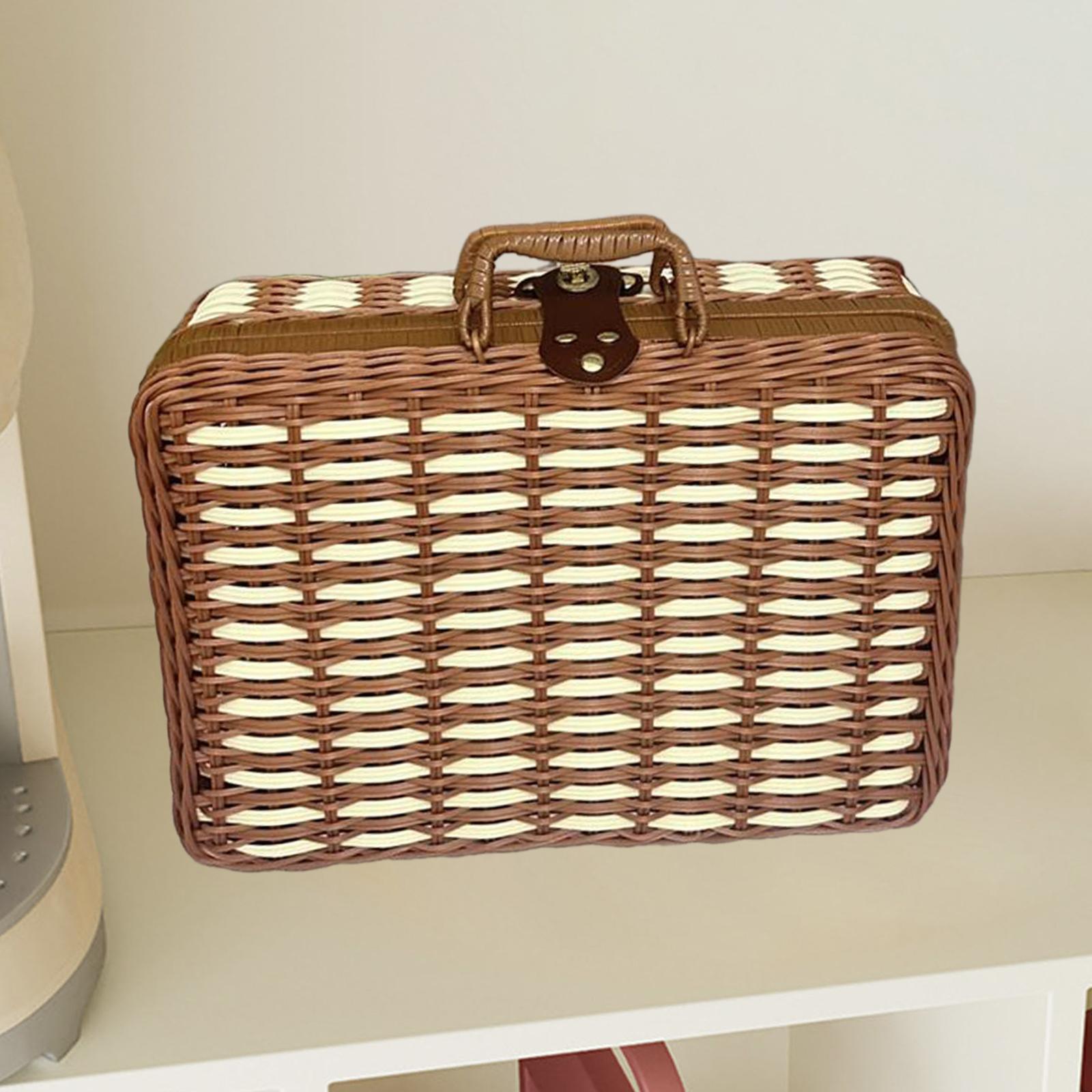 

Storage Basket Woven Sundries Container Storage Box for Shelf Travel Desktop S