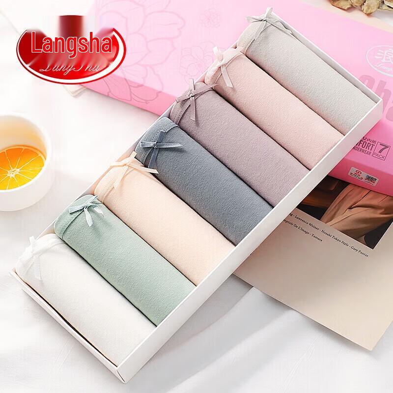 Langsha Women's Pure Cotton Antibacterial Mid-Waist Briefs 7-Pack