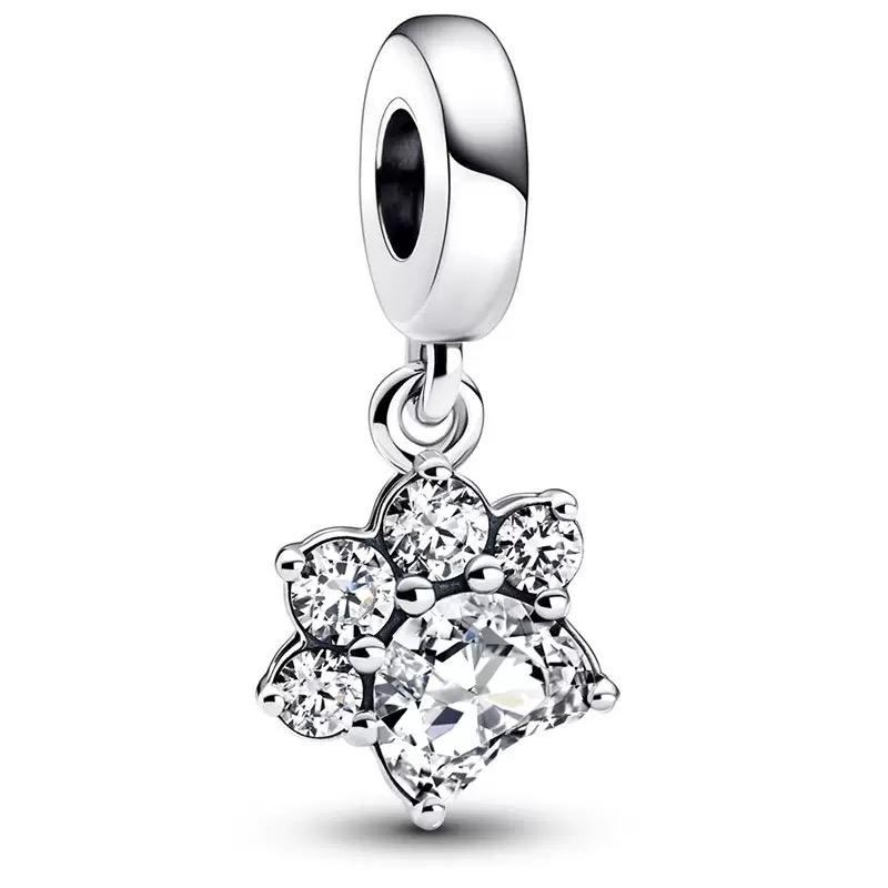 Letter Mom Pendant S925 Pure Silver Bird Heart Sun Moon Charm Snake Bone Chain Beads Accessories Women's Jewelry Gift