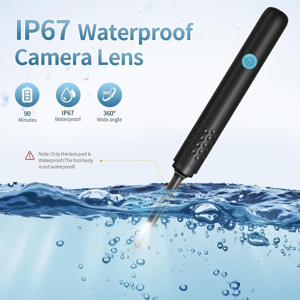 Ear Wax Removal, Ear Wax Removal Tool with 1080P HD Camera and 6 LED Lights, Ear Wax Removal Kit for iOS and Android (Black)