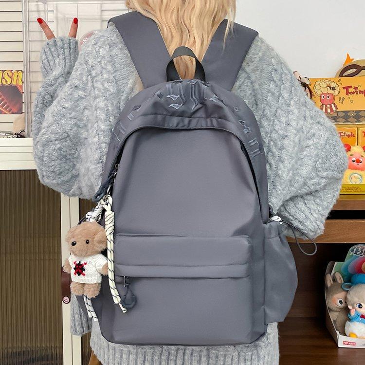 Schoolbagins High value, lightweight embroidery, solid color, large capacity, versatile schoolbag, junior high school student, college student