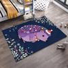 Purple Hedgehog Christmas Design Area Rug with Festive Decorations Suitable for use as an anti-slip for living room bedroom sofas