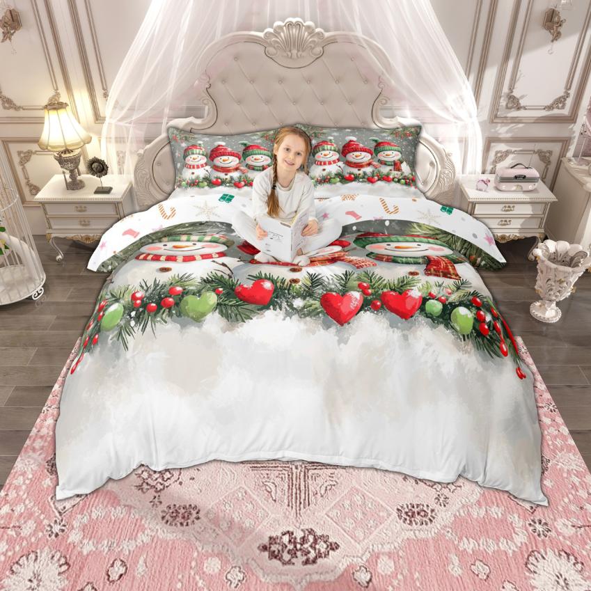 

Comforter Homewish Merry Christmas For Boys Girls Xmas Tree Santa Claus Bedding Set Cute Snowman Deer Set Comforter (quilt)-EU Single(135*200cm)3pcs