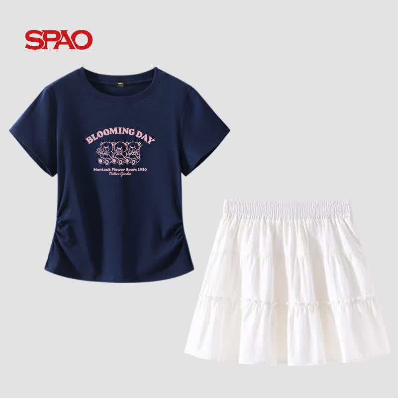 SPAO Retro Bear T-shirt and Skirt Set M