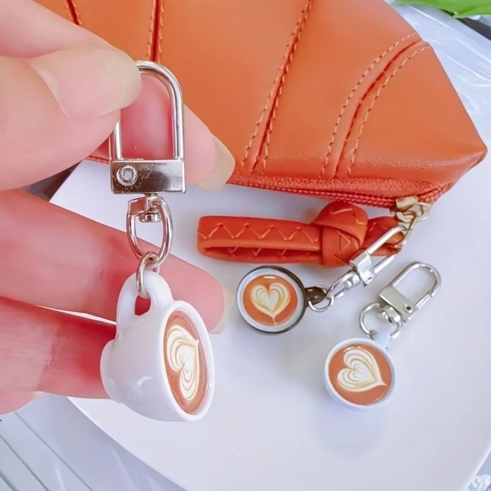 Fashion Mini Coffee Cup Keychain For School Backpack Gift Couples Friends Bag Charm Pendant Cute Cartoon Key Ring For Girls