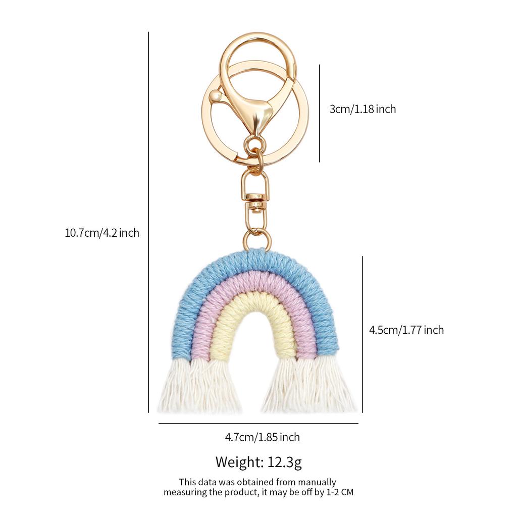 Hand-woven Rainbow Pendant Bohemian Fringed Bag Pendant Mini Cute Keychain Pendant