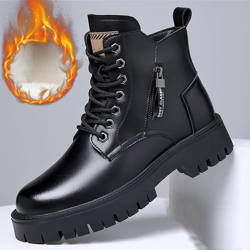 

Мужские осенне-зимние теплые сноубутсы, толстая подошва, нескользящие рабочие ботинки, уличная повседневная обувь 38