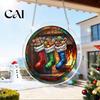 Stained Glass Window Art Christmas Acrylic Puzzle Suncatcher, Holiday Tree Snowman Stockings Red Bird Sun Catcher Suncatcher Kit for Adults,
