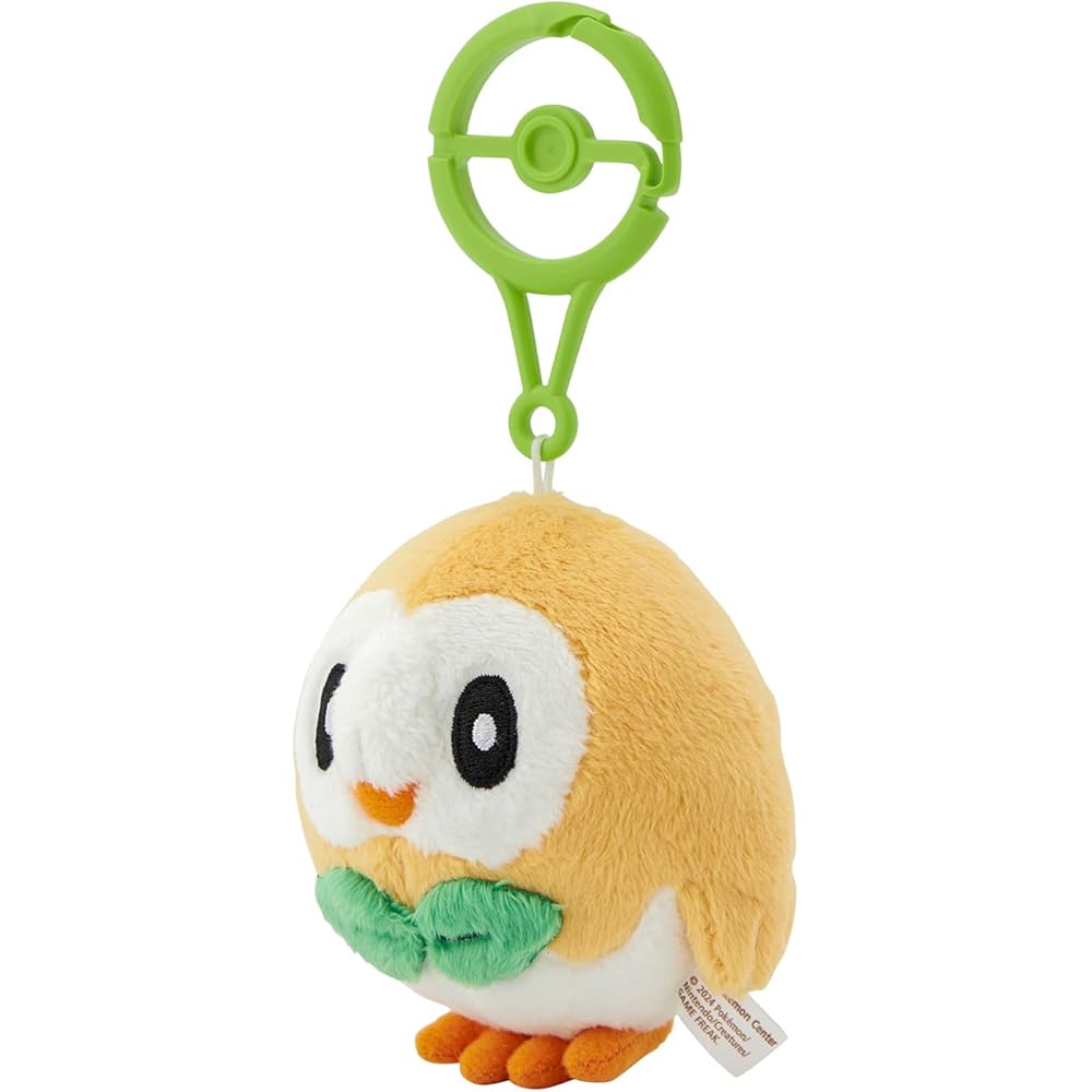 Pokemon Center Original Rowlet Mascot with Carabiner Keychain Plush Toy
