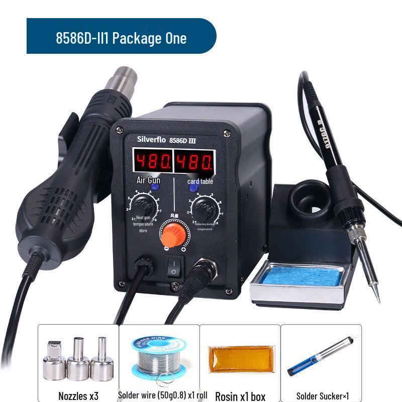 8586D High-Power 2-in-1 Desoldering Station: Constant Temperature Hot Air & Soldering Iron for Mobile Phone & Computer Chip Repair.