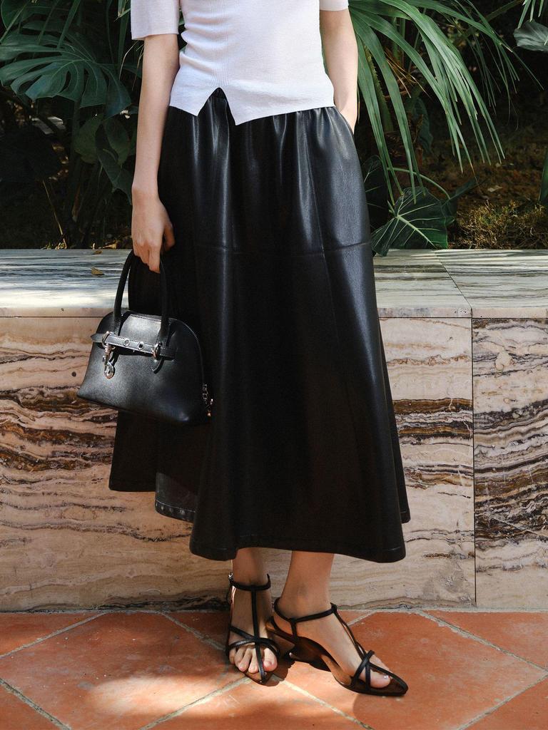Women's Spring A-line Elastic Waist Casual Half Skirt - Slimming, Versatile, and Flaw-Hiding for Commute Wear