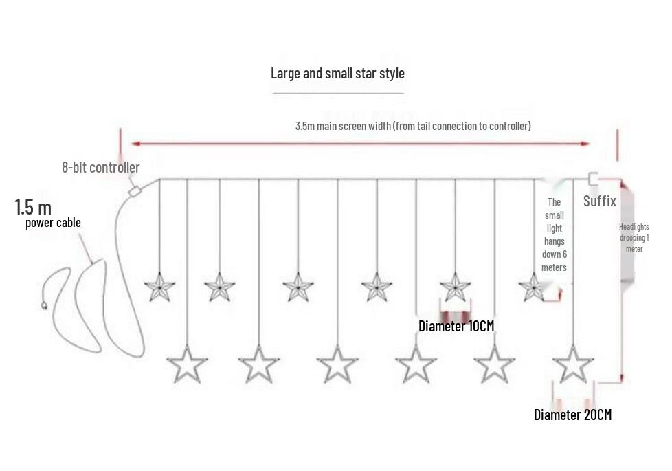 Remote-Control Star & Moon LED Curtain Lights - Colorful Decorative Lights for Christmas & Outdoor Festivities