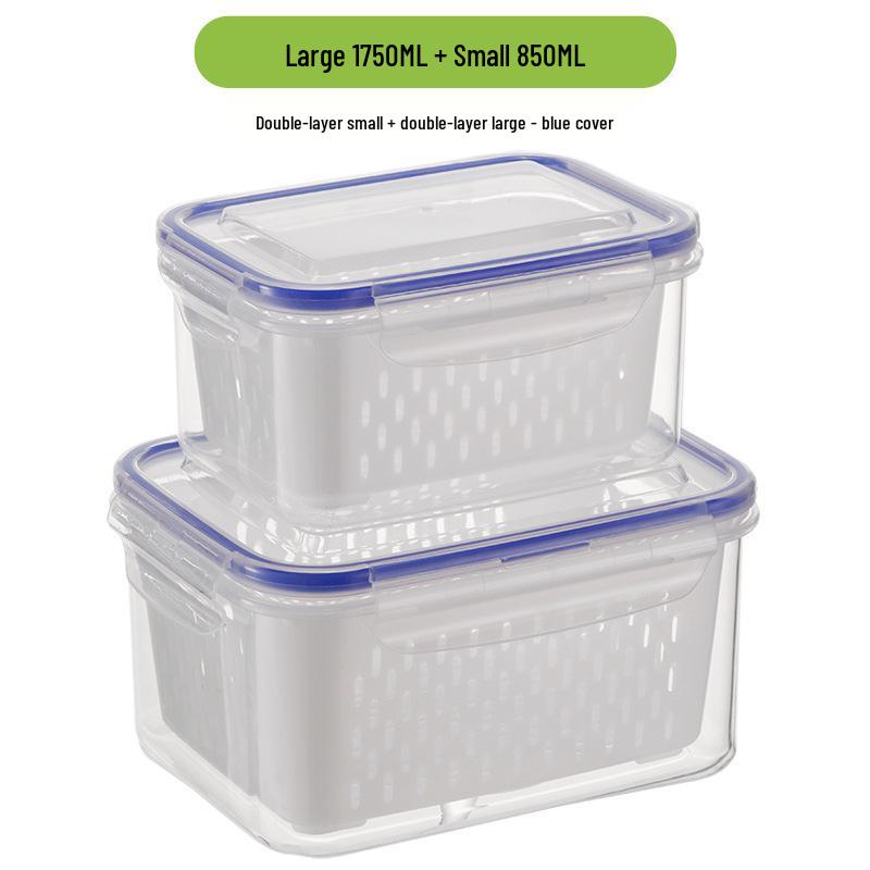 Double-Layer Fresh-Keeping Draining Basket for Kitchen Refrigerator - Vegetable Storage and Washing Box with Filter