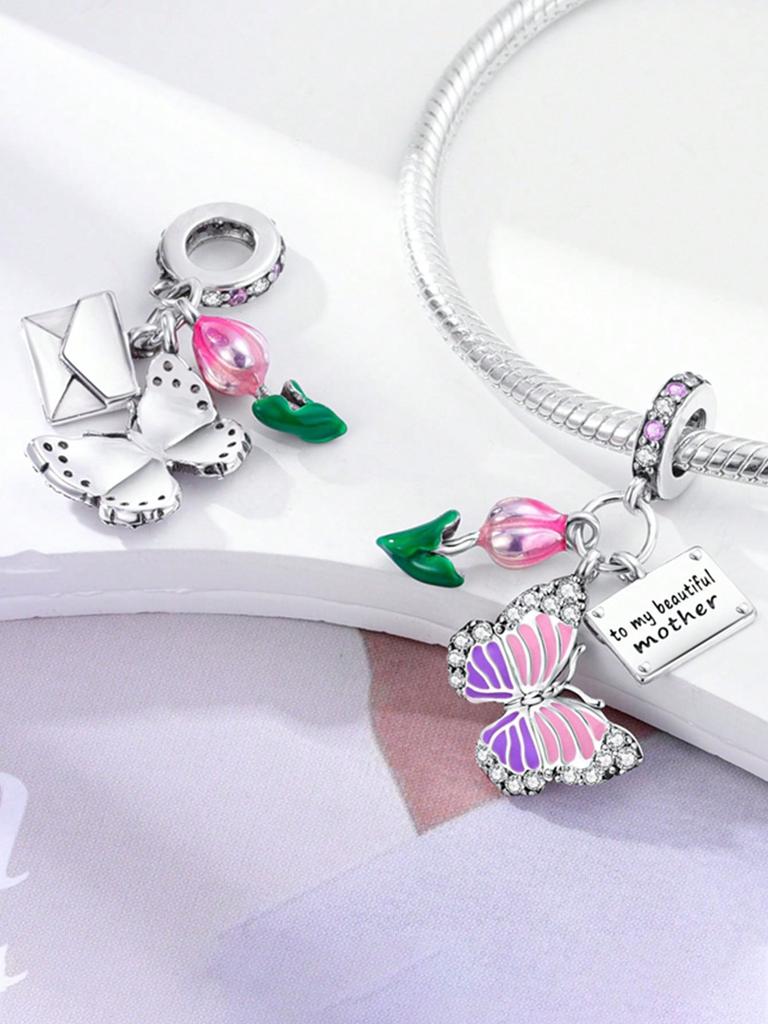 Pink High-Heeled Cat Claws Beads Charm Copper Plated Fit Charms Copperoriginal Bracelet For Jewelry Making Diy Charm