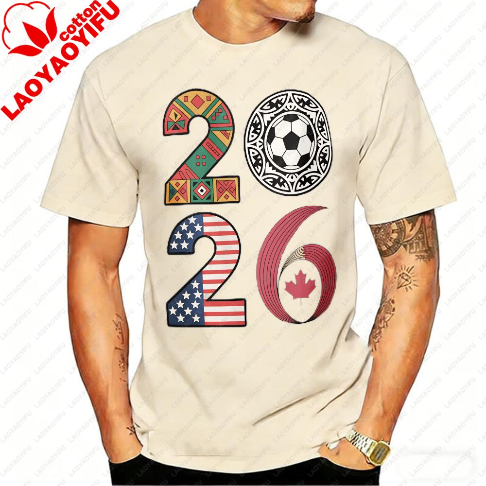 USA Canada Mexico Soccer T-Shirt Cotton Shirt Tribal & Flag Graphic Tee, Ideal Gift for North American Football Enthusiasts