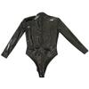 Sexy Men Pu Zipper Open Bust High Cut Bodysuit Tops U Bulge Pouch Sexy Tights Fashion Latex Maid Leotard Stage Dance Wear