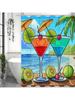 ~O~Cocktail Ocean Beach Shower Curtain, Bathroom Decorative Shower Curtain, Waterproof Shower Curtain with Hooks