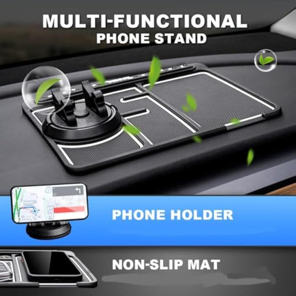 Silicone Car Dashboard 360° Rotation Anti-Slip Mat with Mobile Phone Holder Temporary Parking for Navigation Car Interior Accessories
