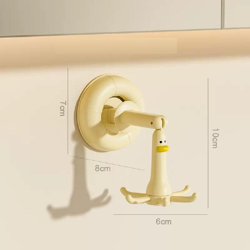 

Duck-mounted tableware rack hook, kitchenware hanging rack, wall-mounted 360° rotating folding hook, powerful suction cup hook, жёлтый