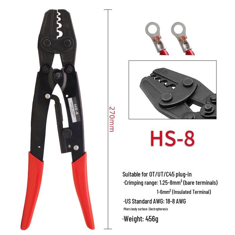 Japanese HS-16 Ratchet Crimping Tool for Cold Bare Terminals - Quick, Labor-Saving, High-Pressure Crimp Pliers
