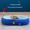 Durable Starry Sky Cat Bed & Scratching Board: Large Oval All-Season Toy