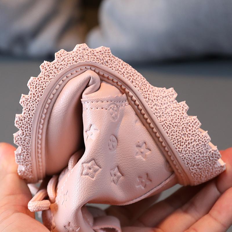 סתיו חורף ילדים בנות עקב שטוח מרטין מגפי צבע אחיד נעלי קז'ואל חמות