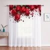 2 ΤΕΜ. Κόκκινο Τριαντάφυλλο Καρδιά Πέταλο Διάφανα Κουρτινάκια Ρομαντική Εκτύπωση Αγίου Βαλεντίνου Κουρτίνες Φιλτραρίσματος Φωτός Γλυκιά Διακόσμηση Σπιτιού για Υπνοδωμάτιο Σαλόνι