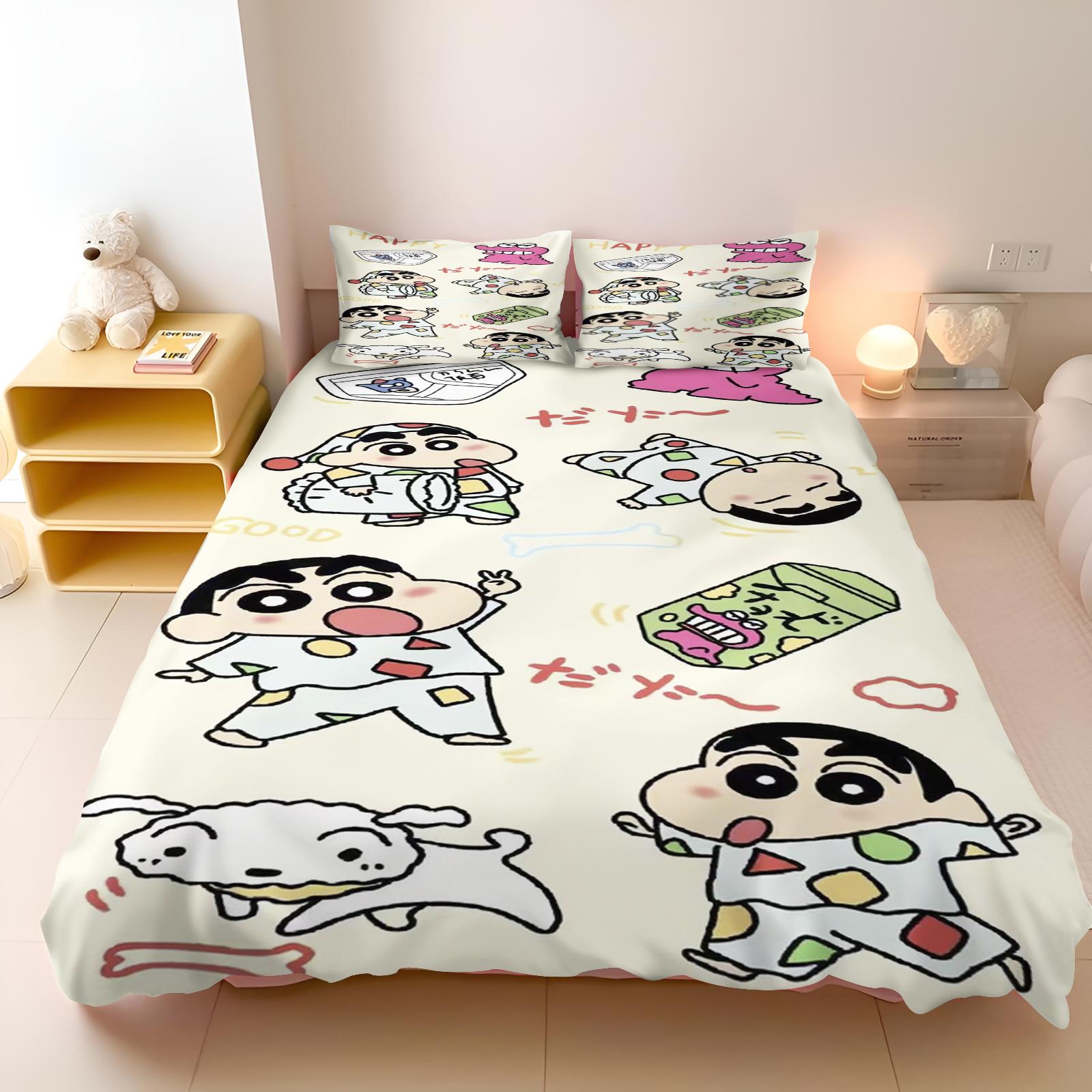 

Crayon Shin-chan 3-Piece Duvet Cover Set Kids Bedroom Printed Co-Branded Mattress Bedding Home Decor 135x200cm&set