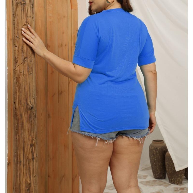 Women's Fashion Casual Summer Spring Solid Color Print Short Sleeve V-Neck Blouses & Shirts