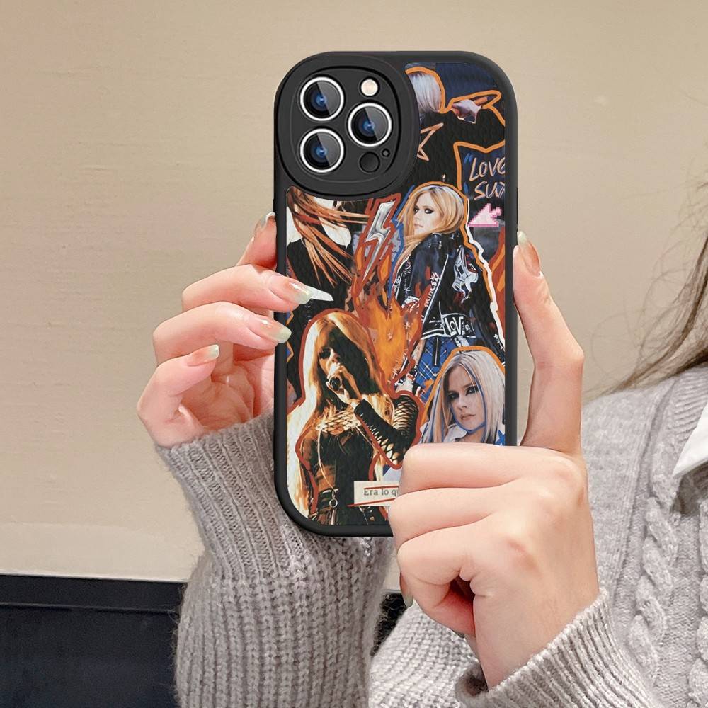 Avril Ramona Lavigne Leather Phone Case For IPhone 16 15 14 13 12 11 Pro Max Plus Shockproof Cover