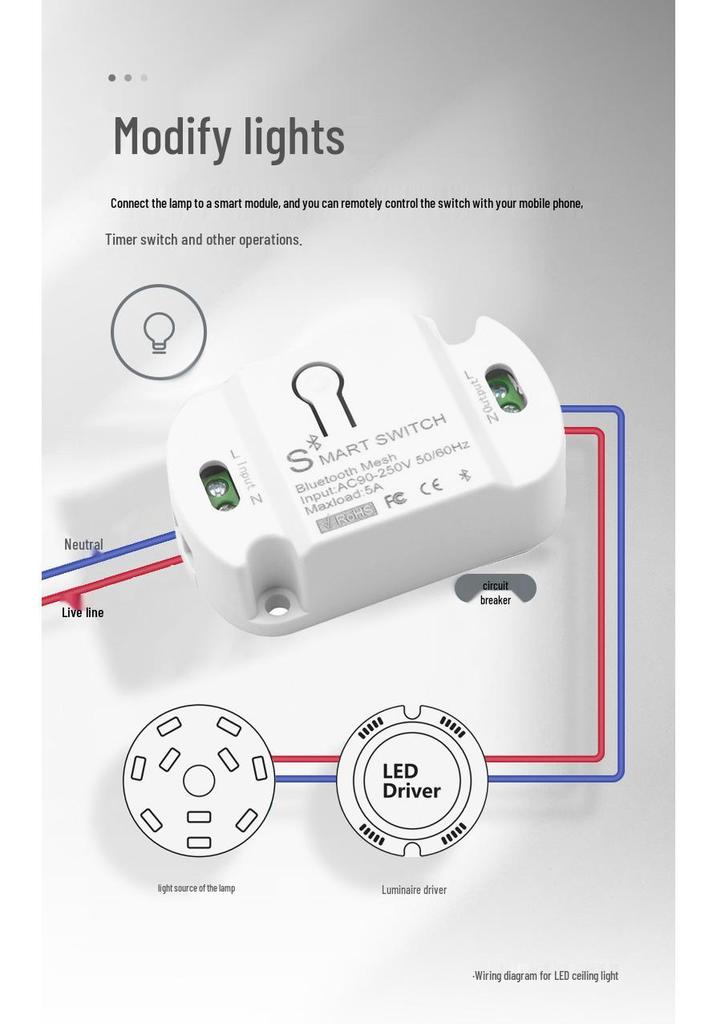 Graffiti Smart Bluetooth Mesh Remote Switch with Alexa Voice Control