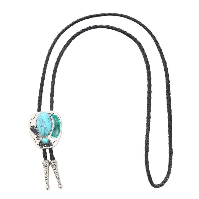 Gemstones Pendant Bolo Tie Western Necklace Cowboy Sweater Decorative Necktie