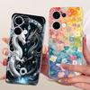Transparent For Oppo Reno13 Case CPH2689 Cute Cat Fashion Butterfly Funny Painted Casing For Oppo Reno 13 PKM110 Cover