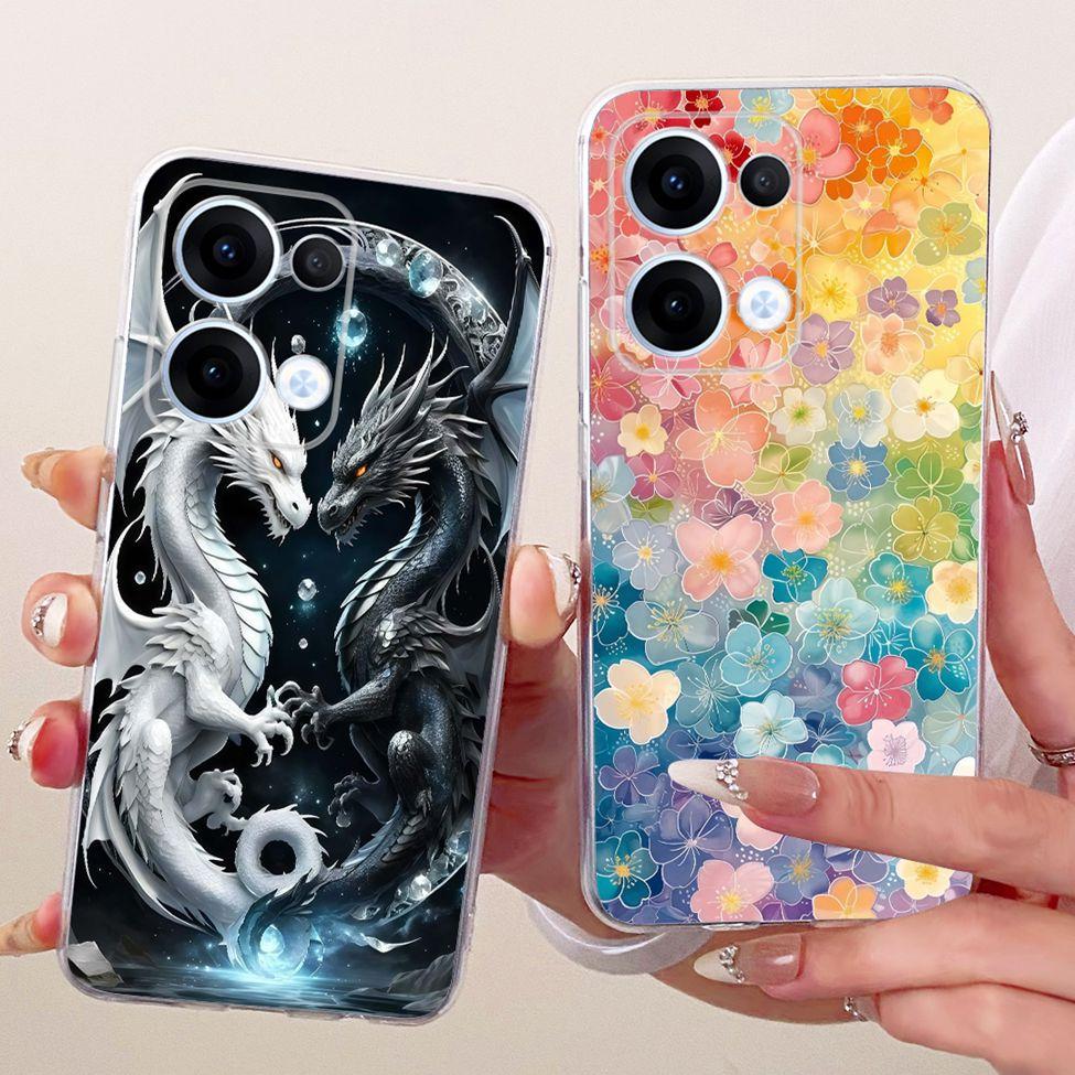 Transparent For Oppo Reno13 Case CPH2689 Cute Cat Fashion Butterfly Funny Painted Casing For Oppo Reno 13 PKM110 Cover