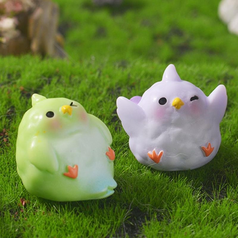 Set of 6 Cartoon Parrot Resins Figurine Miniature Garden Ornaments Cute Home Desk Decors Gift For Kids Nature Lover