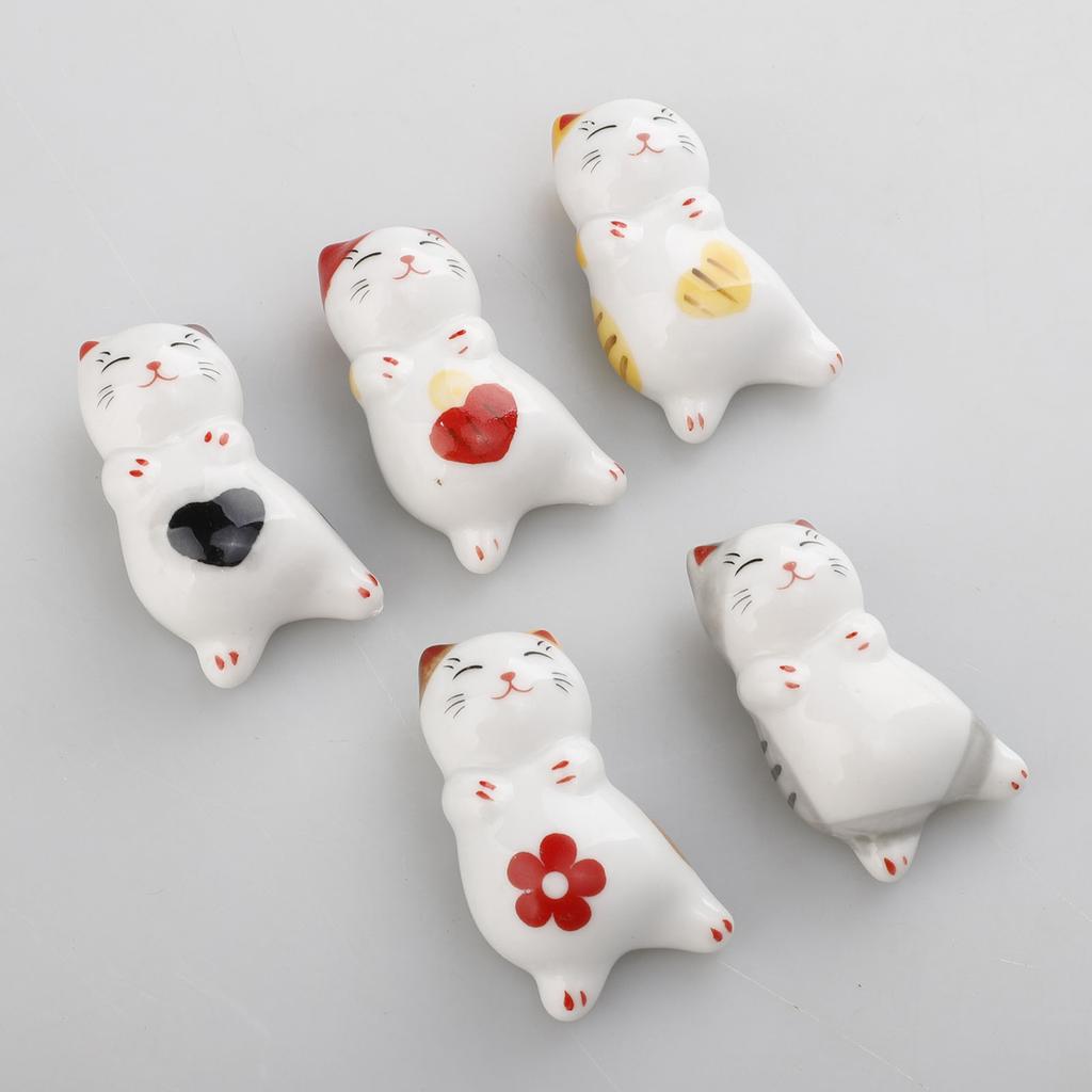 Ceramic Cute Kitten Chopsticks Holder Ceramic Painted Kitten Frog Ornament Chopsticks Holder