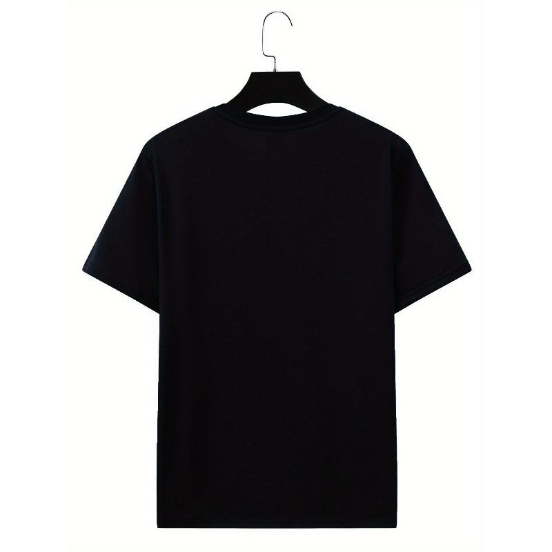 European sizes Men's Black Cyrillic Graphic T-Shirt - Summer Short Sleeve Round Neck Casual Shirt with Russian Text Print
