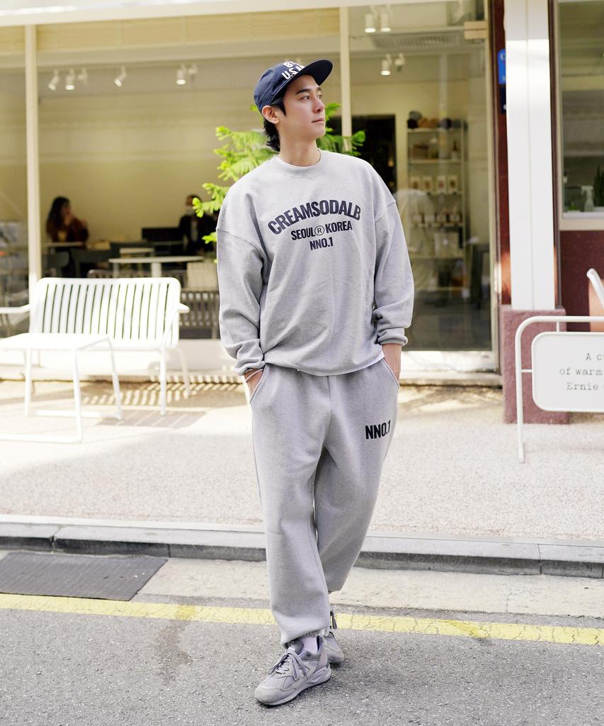 CREAM SODA LAB Lab Nno1 Small Logo Training Pants Gray