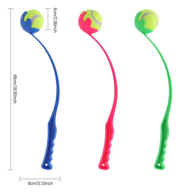 Haustier Wurfstock Spielzeug - Interaktiver Ballwerfer für Hunde Katzen Training, Apportierspiel mit Gummibällen