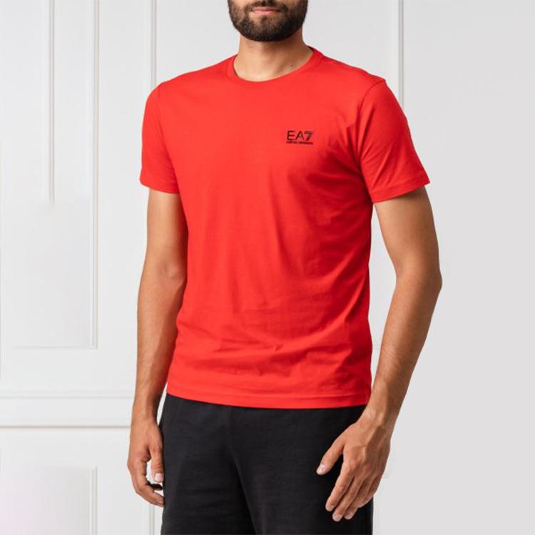 Emporio Armani EA7 Herren T-Shirt mit Buchstabenprint, Rundhalsausschnitt, Kurzarm Rot 8NPT51-PJM9-1451
