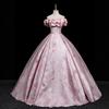 One-Shoulder Pink Evening Gown: European & American High School Graduation Dress, Host Art Exam, Princess Style.