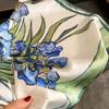 27.55" Oil Painting Flower Printed Square Scarf Elegant Thin Smooth Neck Scarf Literary Decorative Silky Headband For Women