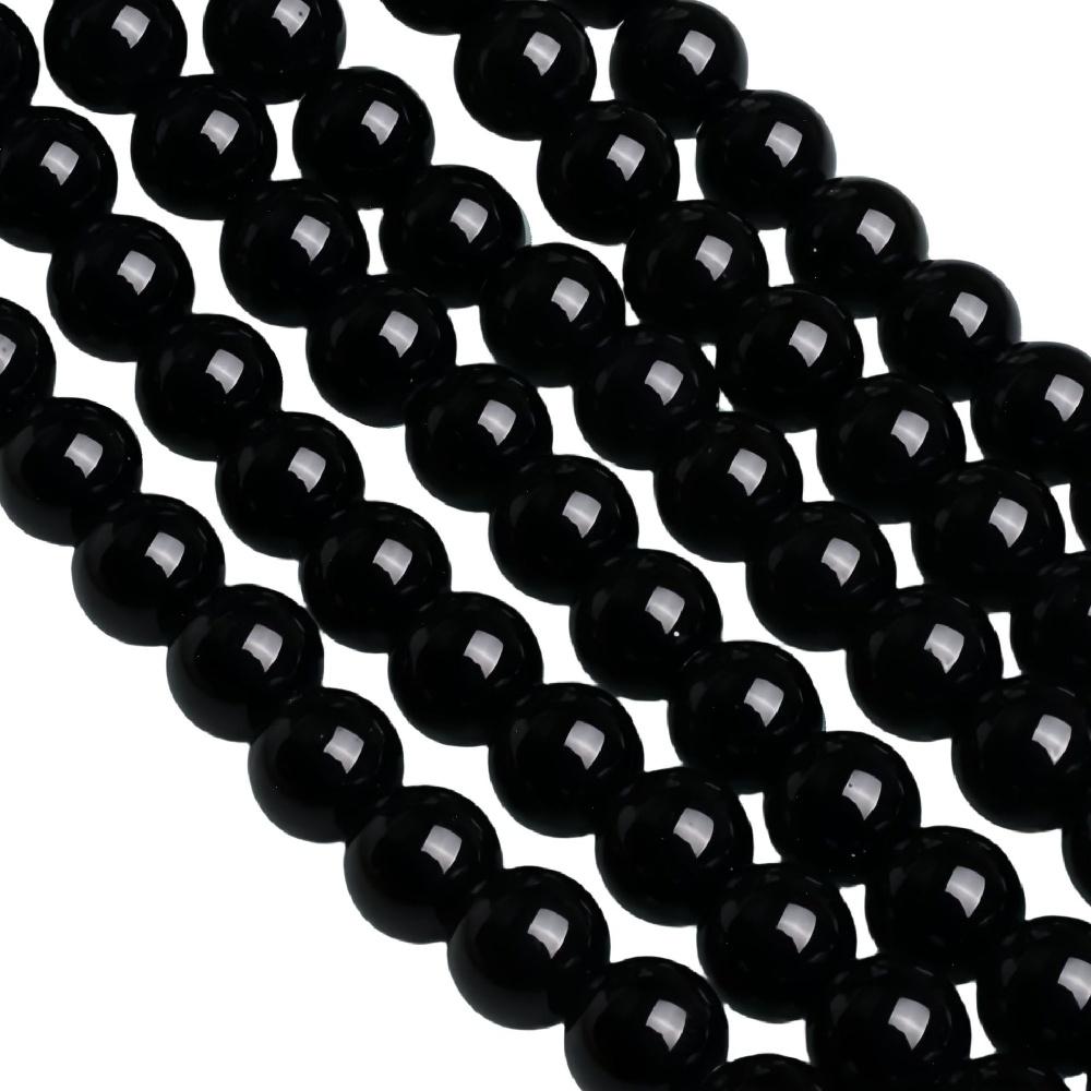 Black Ceramic Glass Stone Natural Round Beads 15"Strand Smooth Loose Spacer Beads 4/6/8/10/12mm for Jewelry Making DIY Bracelets Accessories