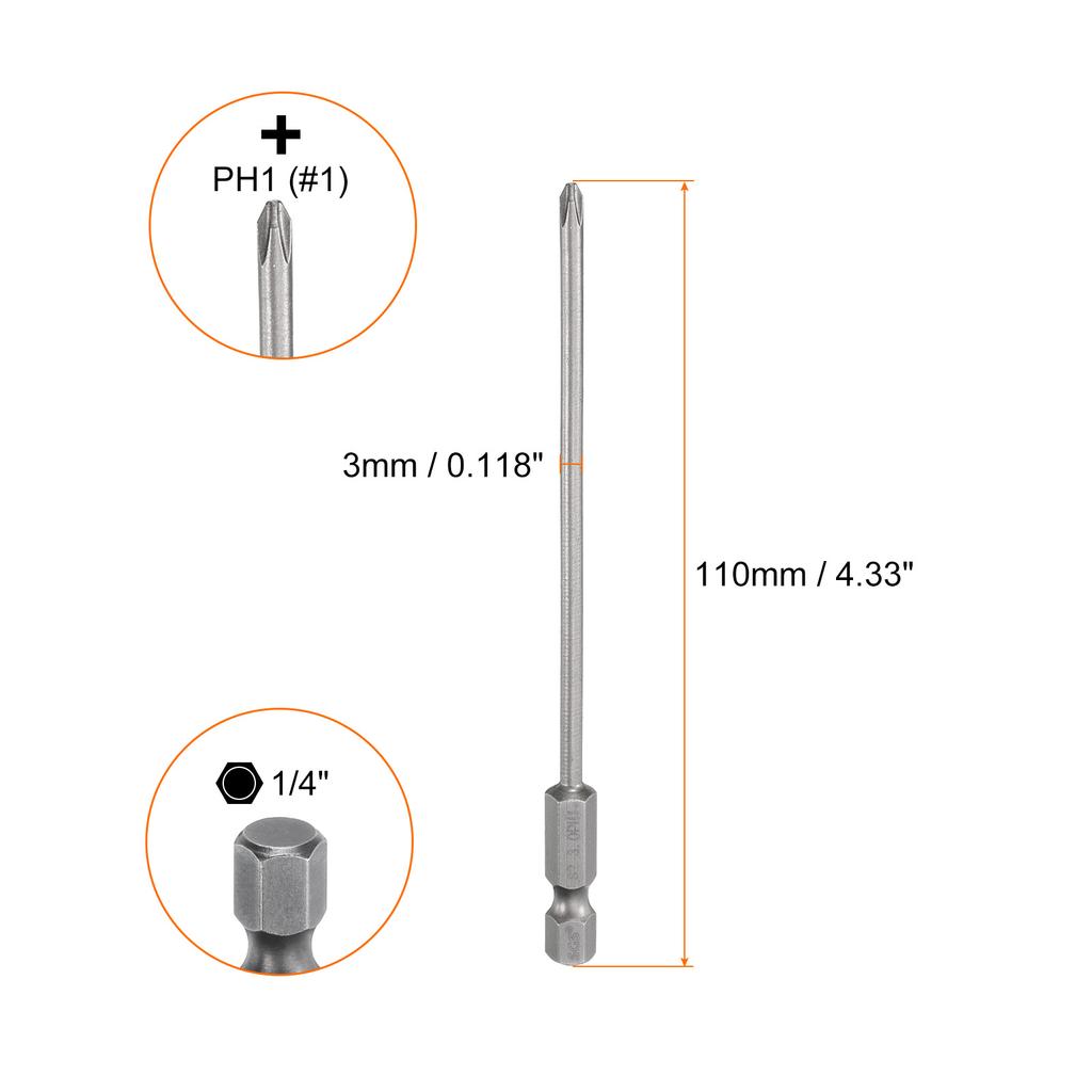1/5/10pcs Magnetic Phillips Screwdriver Bit 1/4" Hex Shank 110mm S2 Steel Cross Head Screw Driver Bit Electric Drill Bits