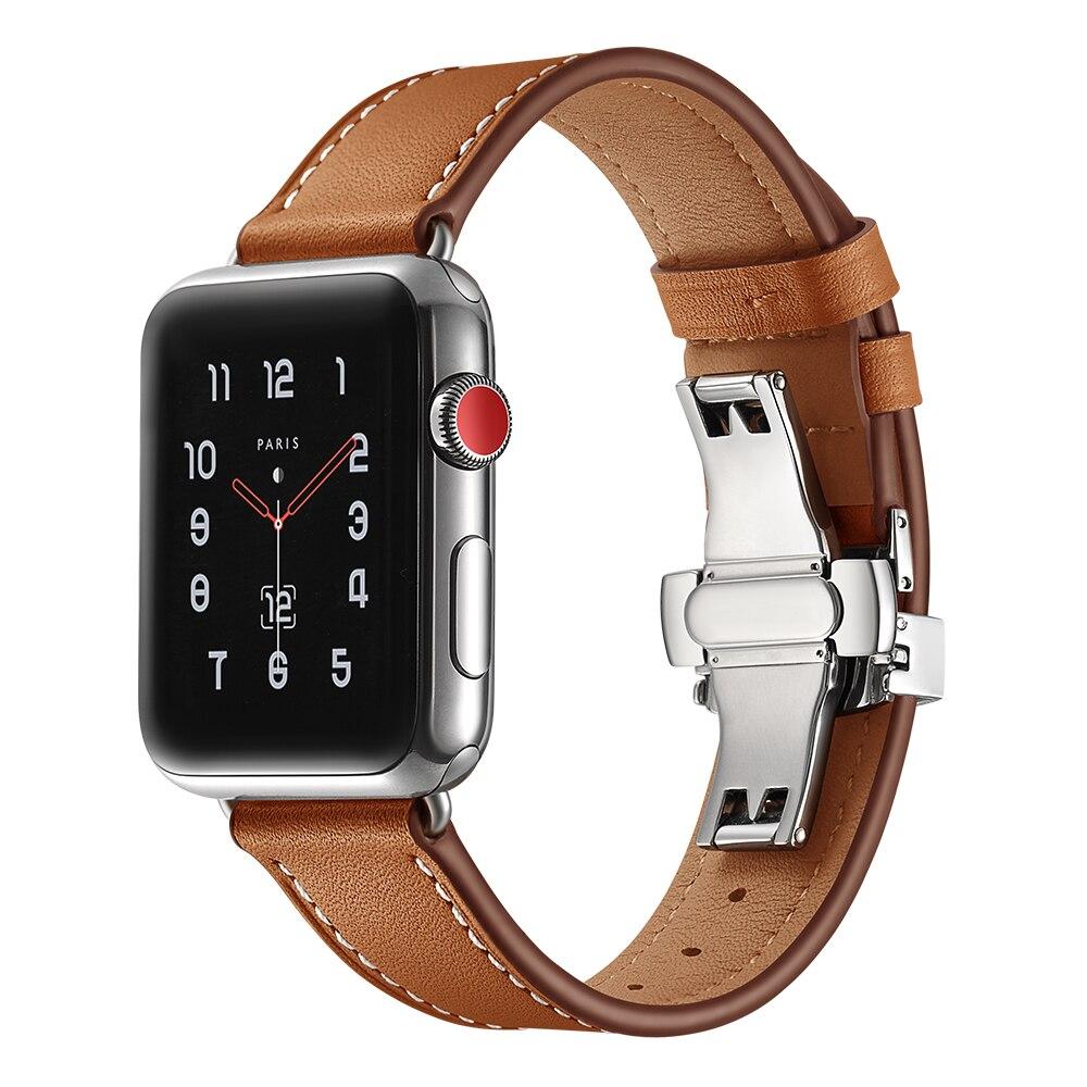 For Apple Watch 6 5 4 3 2 1 SE Band Butterfly Watch Band Strap for IWach 44mm 40mm 42mm 38mm Genuine Leather Bracelet Bands