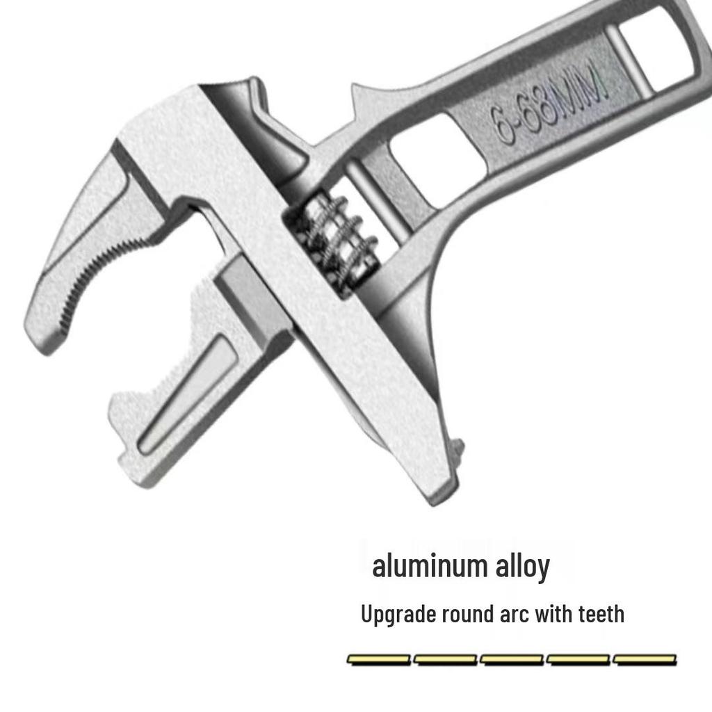 Adjustable Aluminum Alloy Wrench 6-68mm for Plumbing with Large Opening & Short Handle