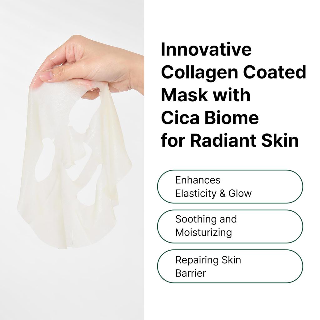 Bio Cica Biome Kollagen Tuchmaske Empfindliche Raue Haut Gesichtspackung [Offiziell] Dr. (5 Blätter) Feuchtigkeitsspendend, Hydratisierend, Kollagen-angereicherte Haut, Pflege,