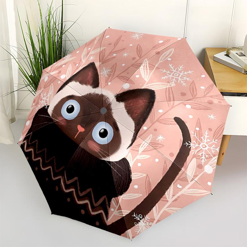 

1pc Cat Winter Sweater Automatic Folding Umbrella - Portable Collapsible Design, 8-Rib Iron Frame, Durable Fabric yy251125039